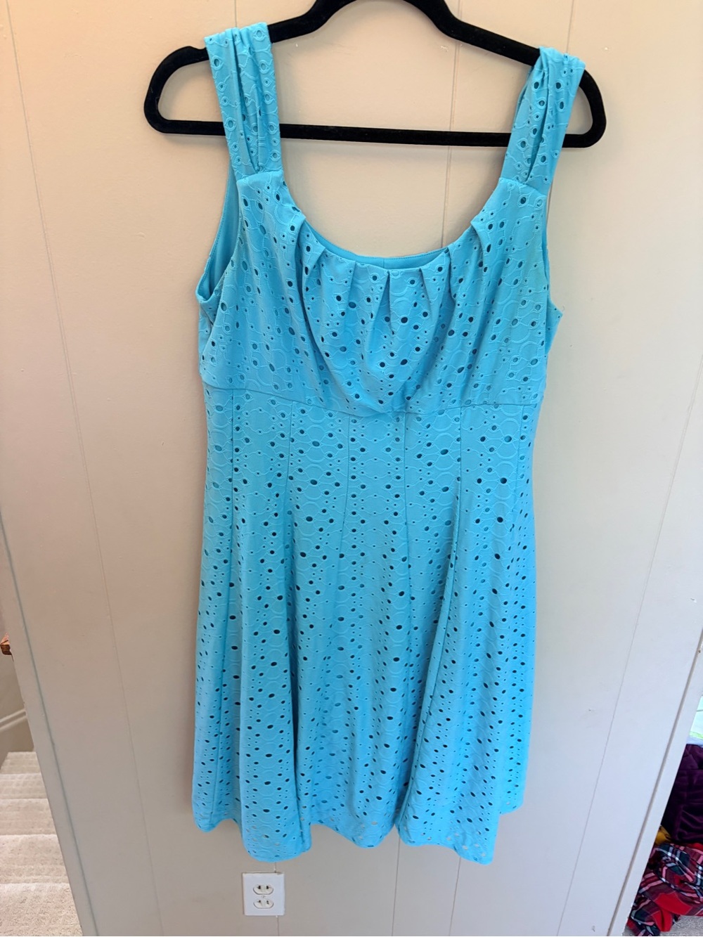 London Times Sleeveless Eyelet Midi Dress in Bright Turquoise